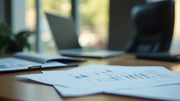 Documents financiers et ordinateur portable sur un bureau